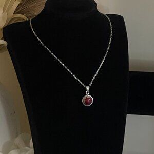 Handmade Artisan 925 Sterling Silver Red Jasper Cabochon Pendant Necklace